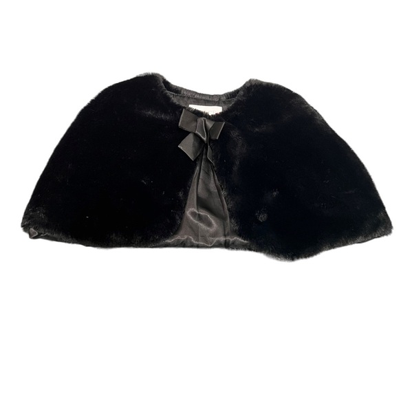 Children's Place Black Faux Fur Poncho Size Small 5/6 - Picture 1 of 10